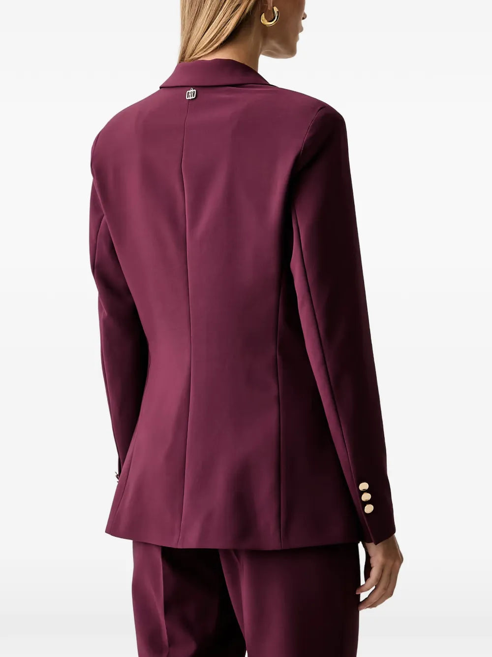 Tia Burgundy Single-Breasted Blazer
