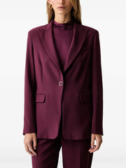 Tia Burgundy Single-Breasted Blazer