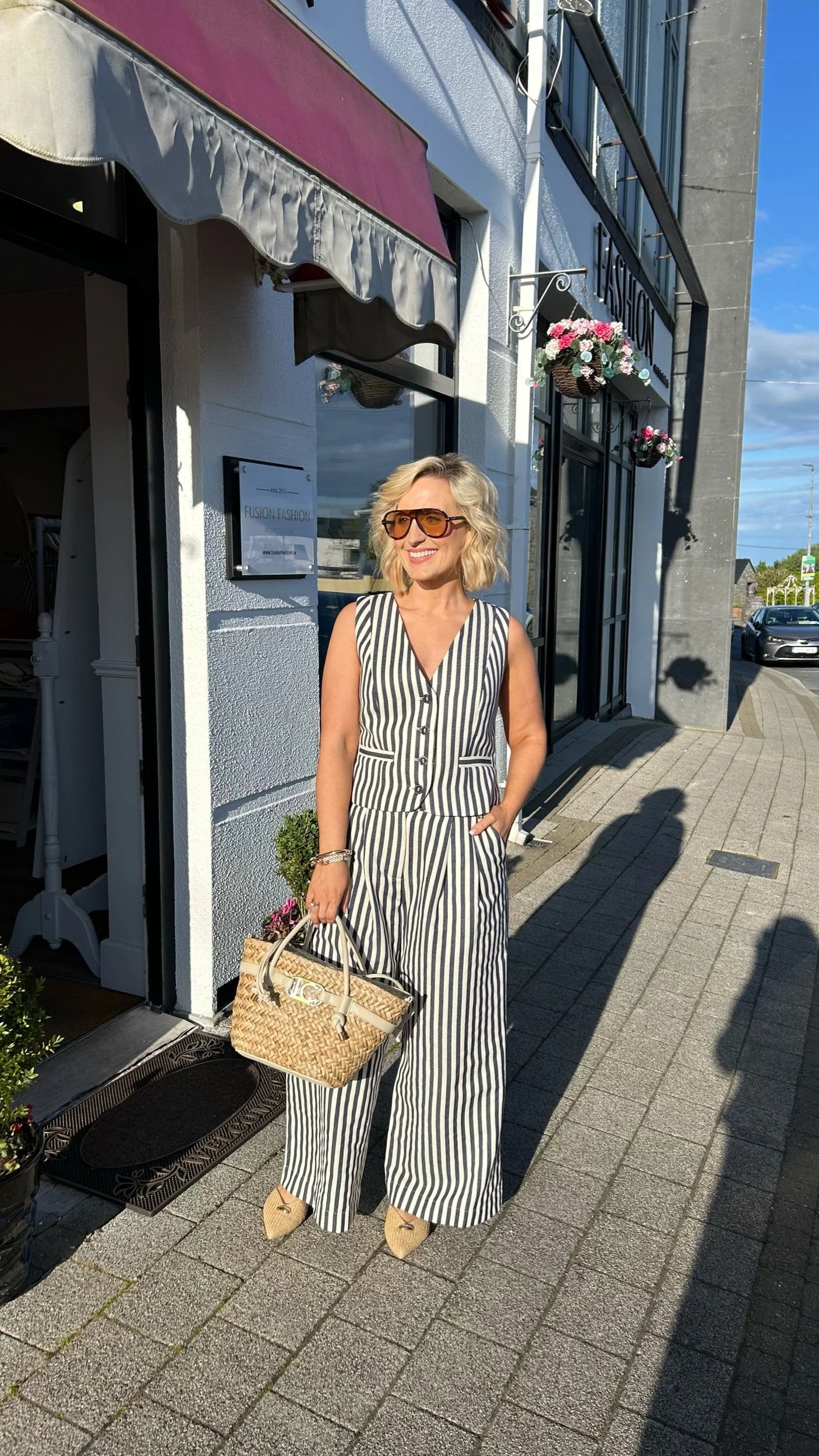 Millie Navy And Ecru Trousers