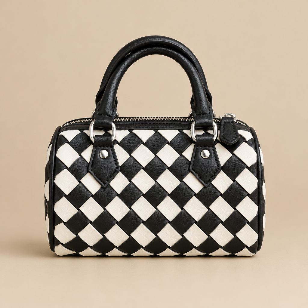 Lola Black & White Woven Bag