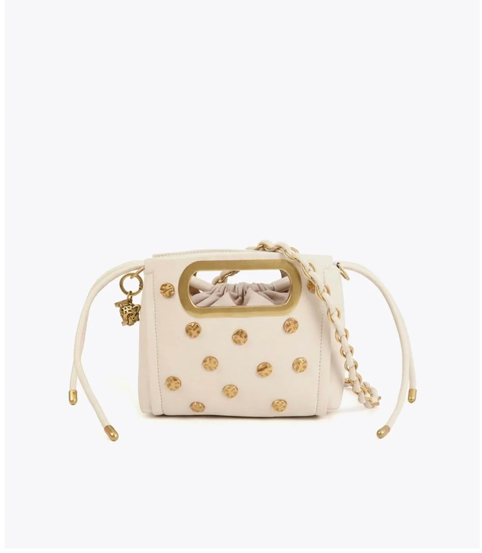 Ecru Studded Crossbody Bag