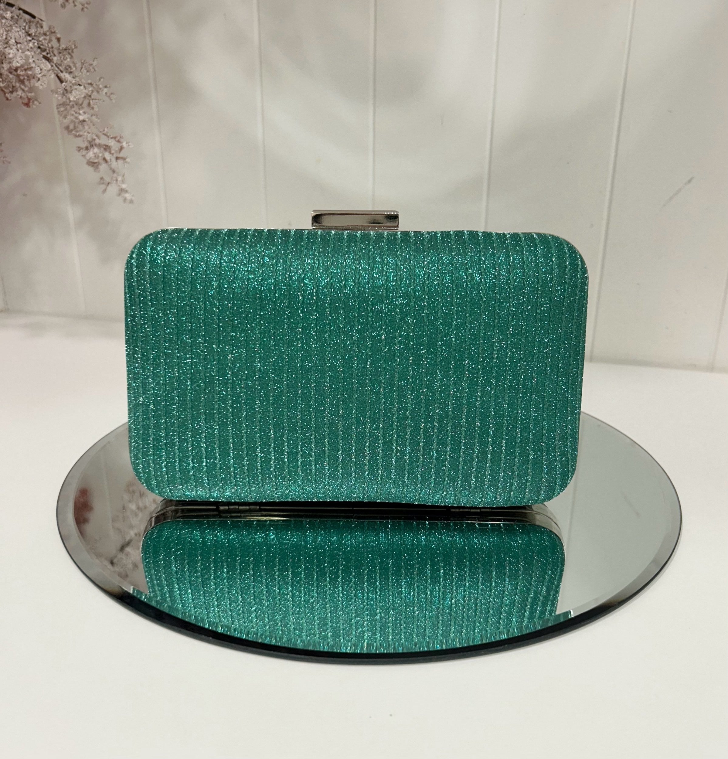 Mia Green Shimmer Clutch