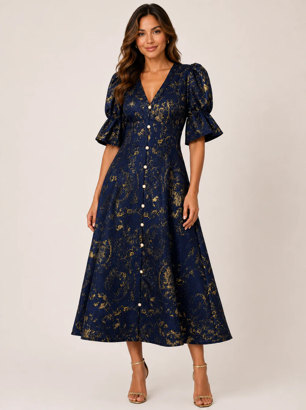 Callie Metallic Midnight Blue Dress