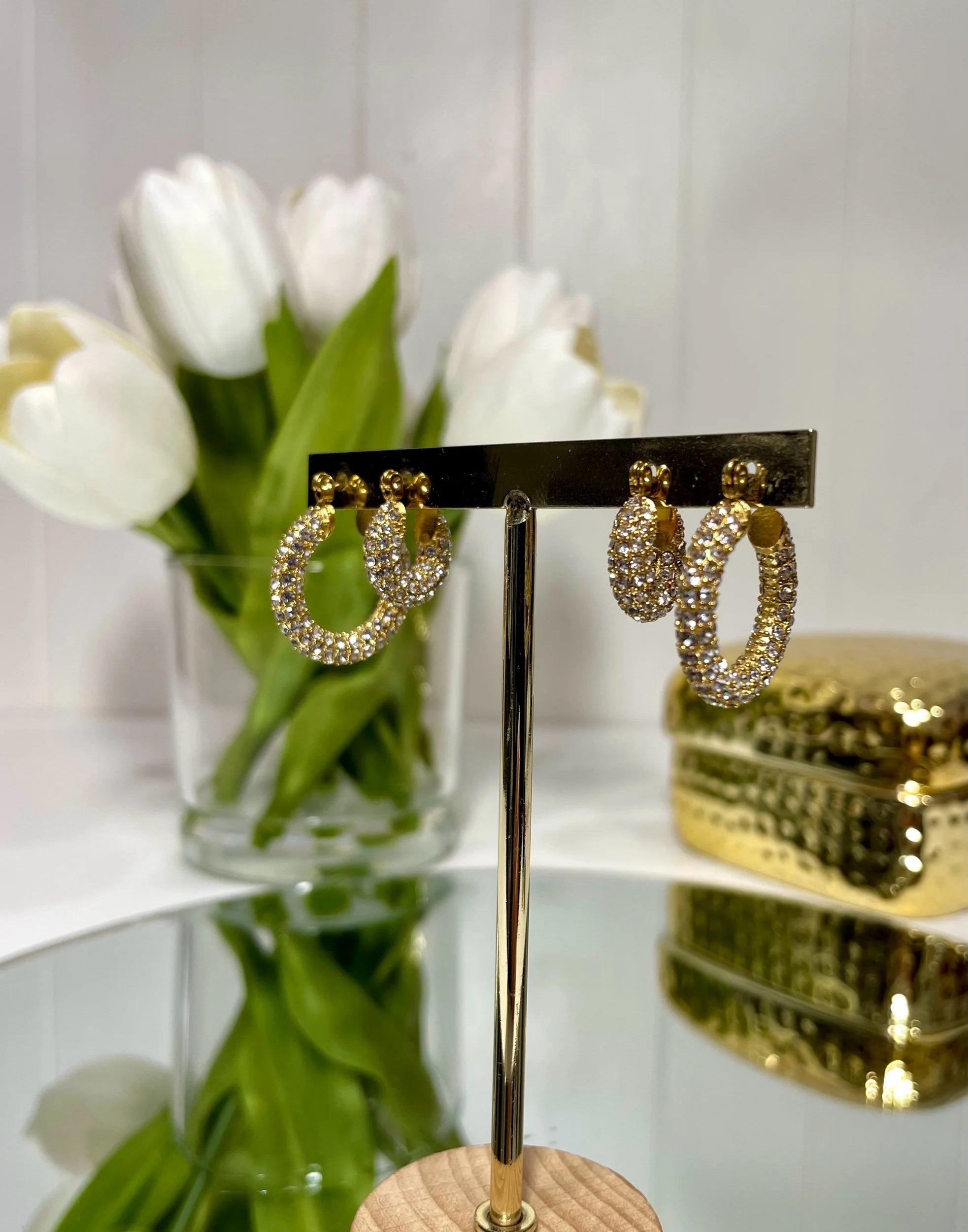Goldie Gold/Diamonte Hoop Earrings