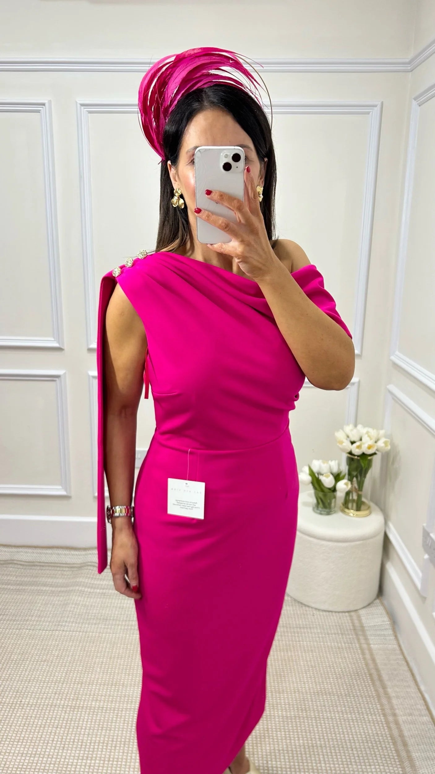 Eleni Fuchsia Pink One Shoulder Dress