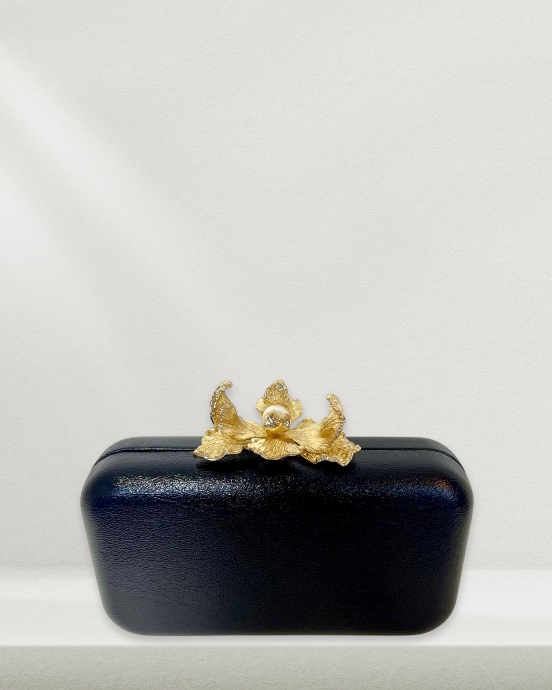 Luna Black Flower Clutch