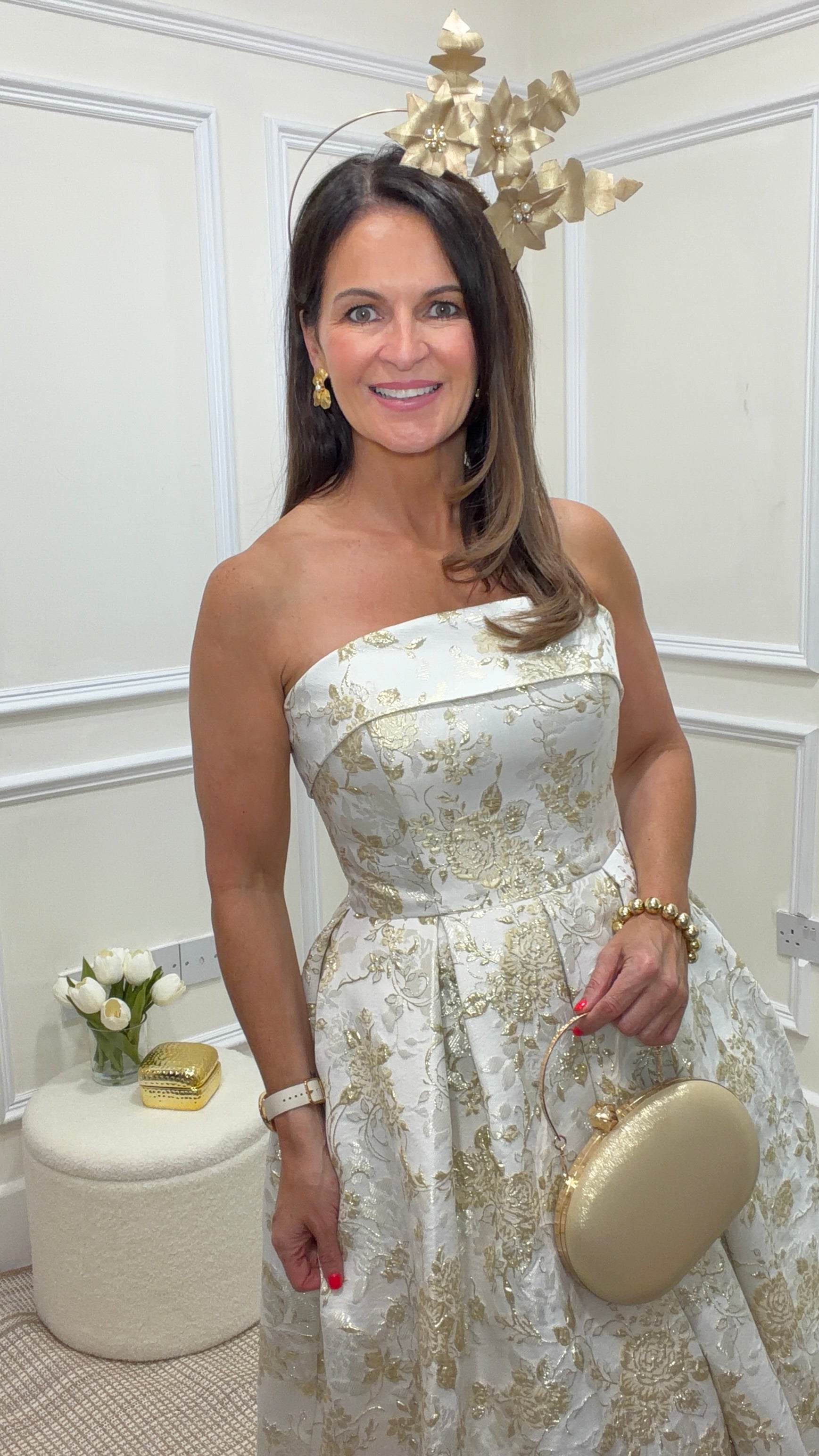 Zara Champagne & Gold Strapless Dress – Fusion Fashion
