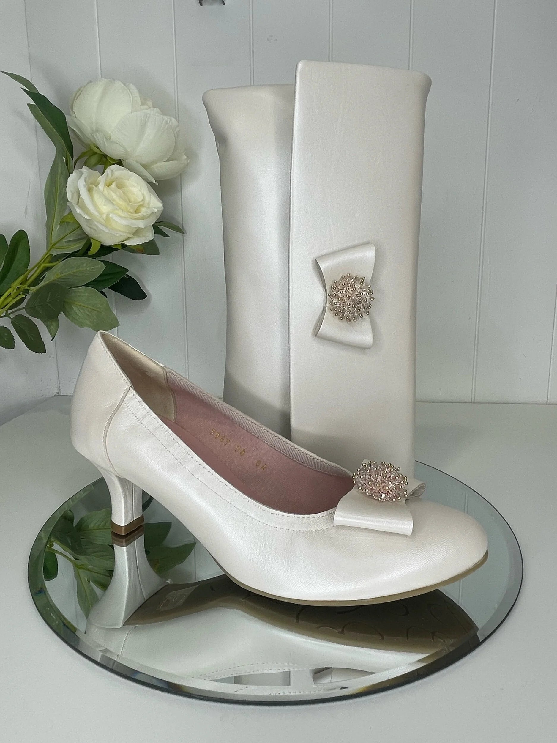 Le Babe Cream Leather Clutch