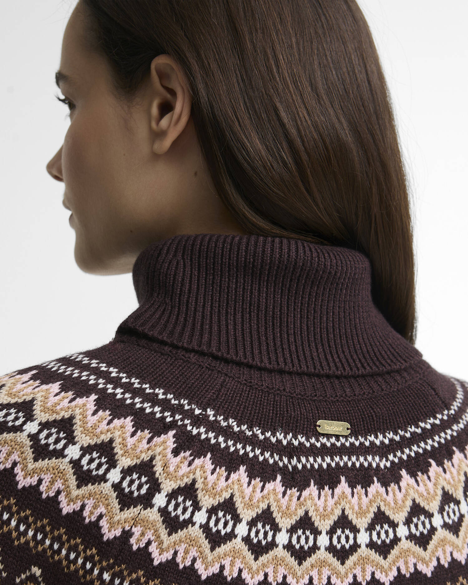 Barbour Brown Darwen Fairisle Rollneck Jumper