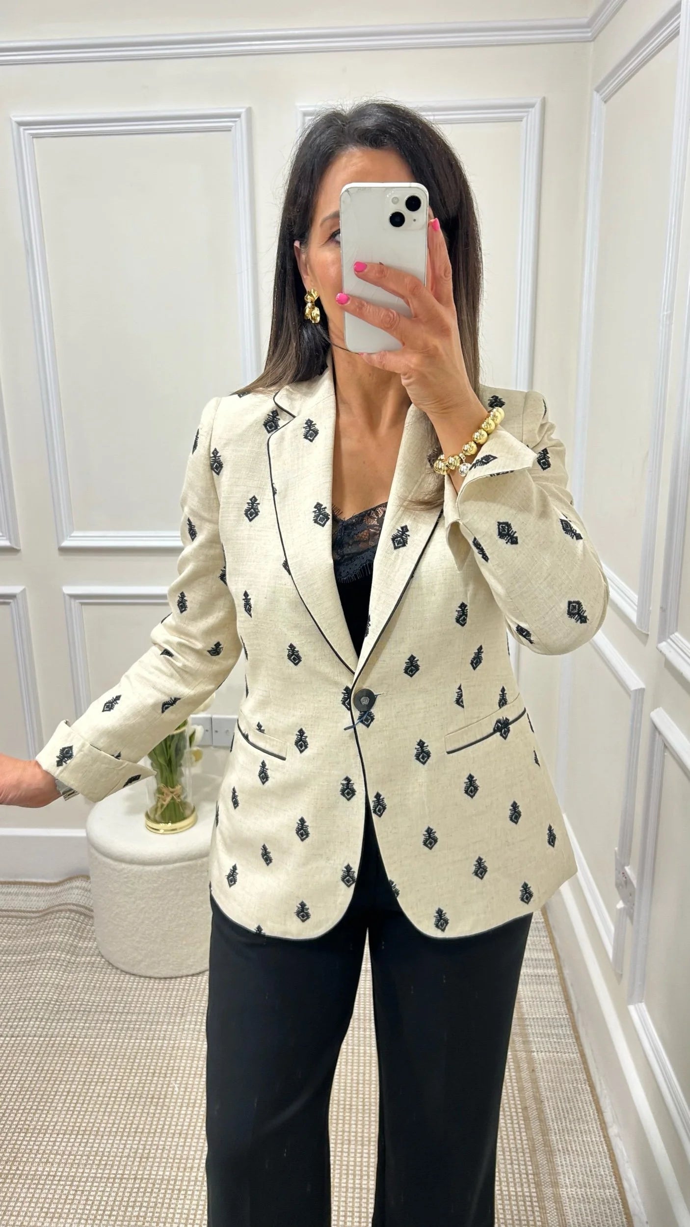 Almonte Linen Embroidered Blazer