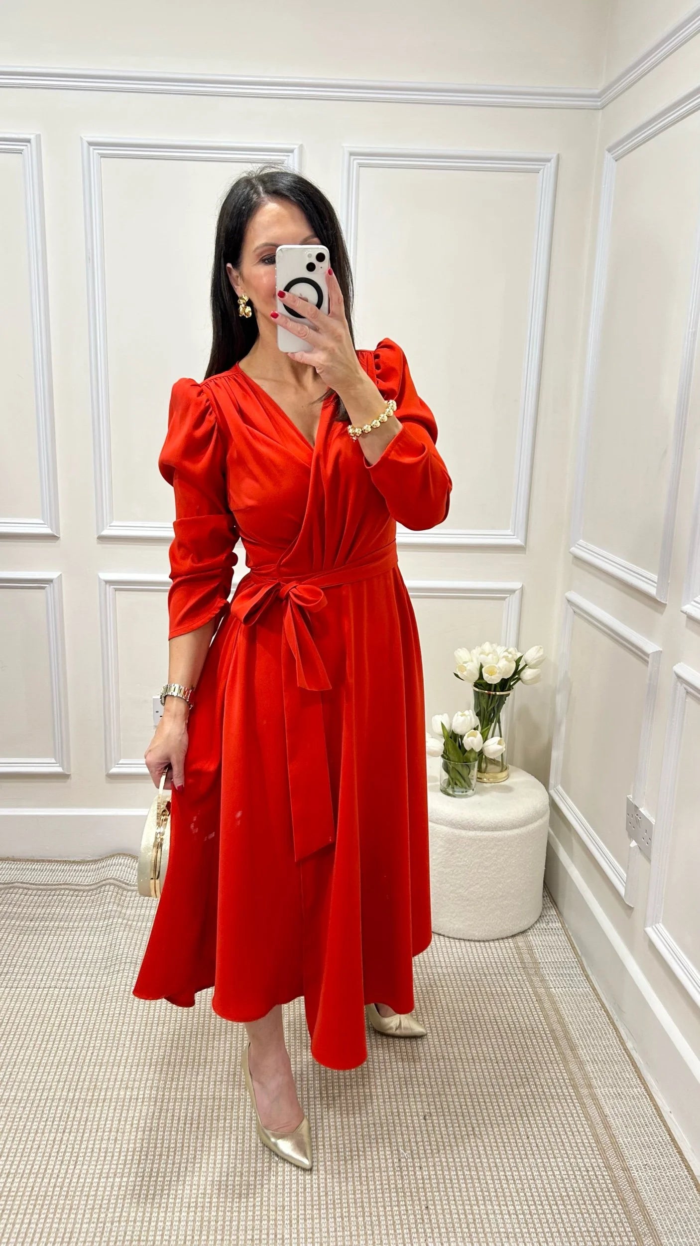 Emo Tomato Red/Orange Wrap Dress