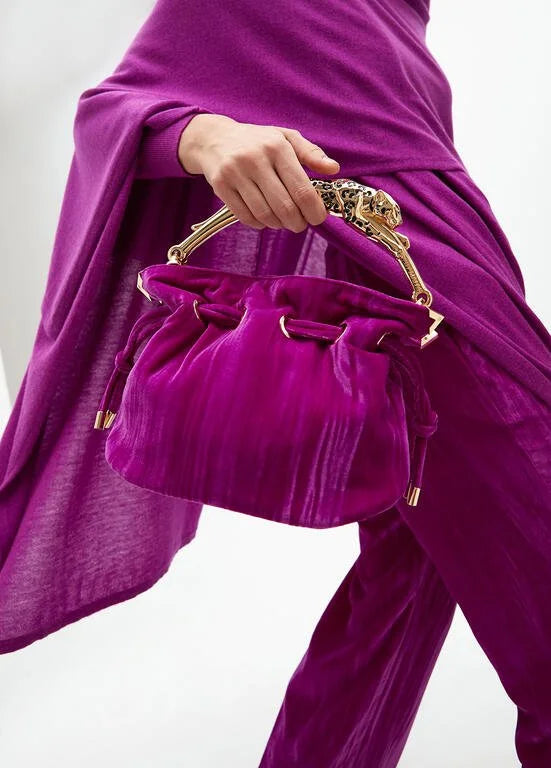 Cheetah Violet Velvet Bag