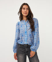 Emma Blue & White Printed Blouse