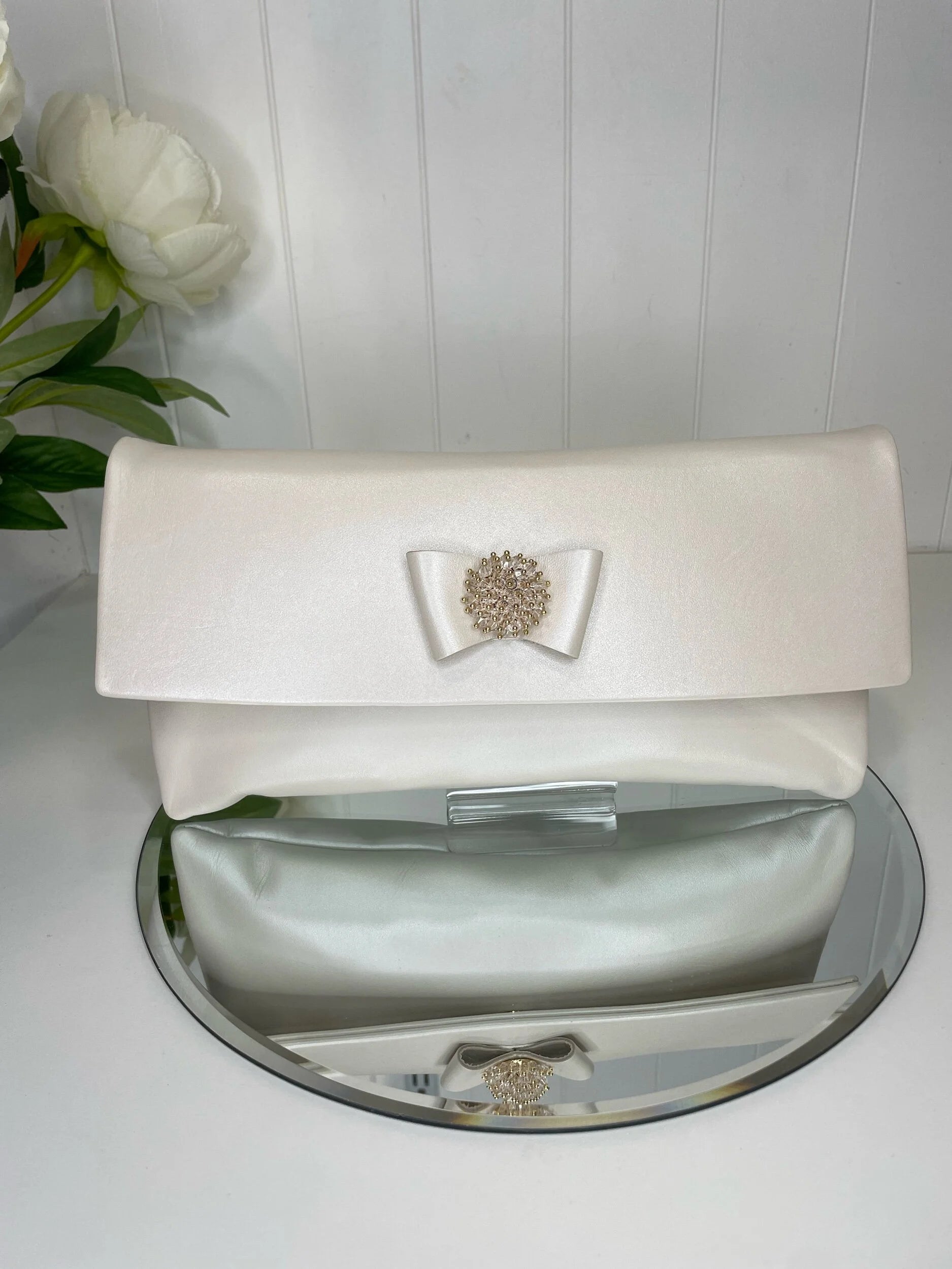 Le Babe Cream Leather Clutch