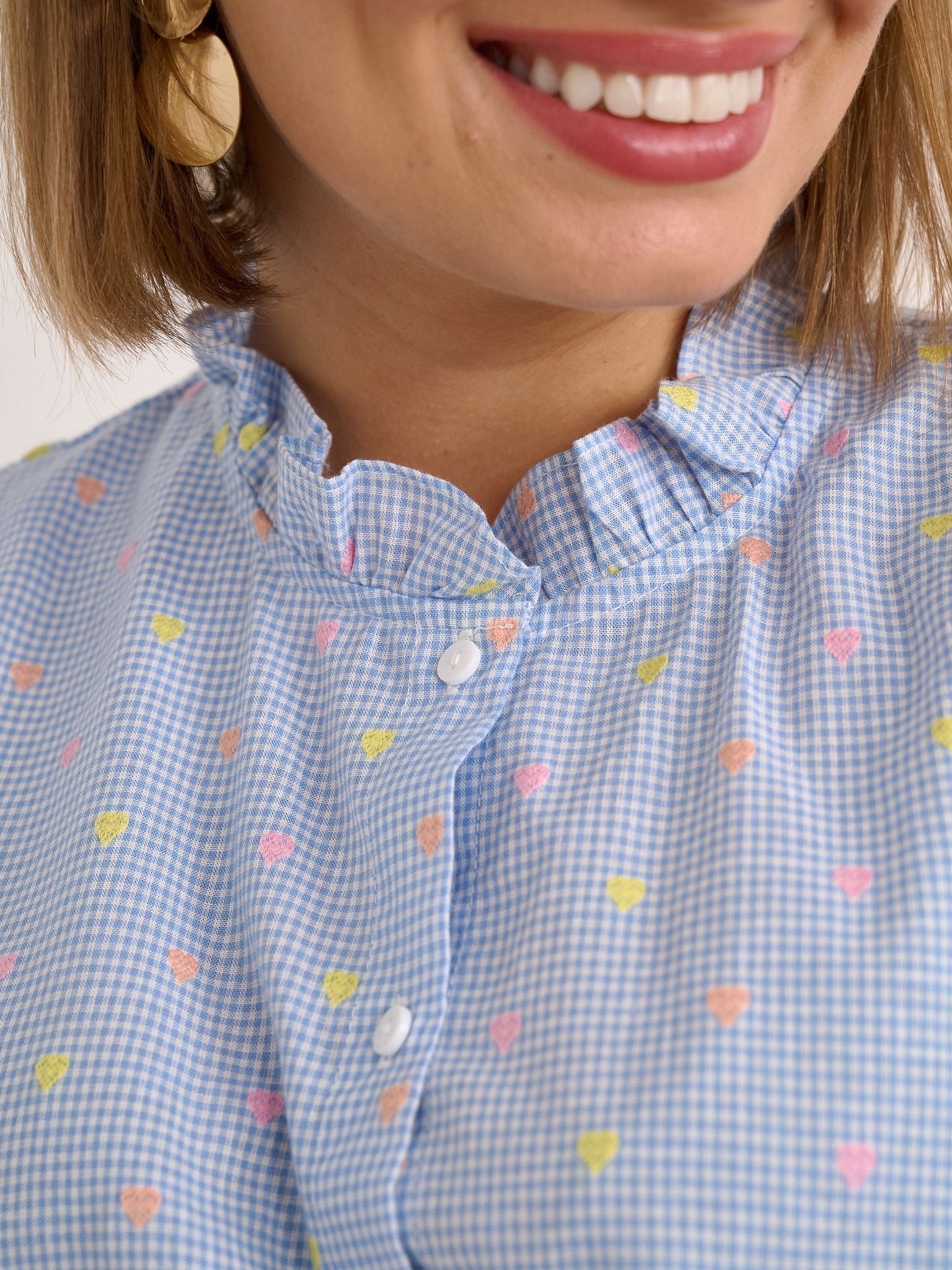 Bonita Blue Gingham Top
