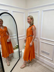 Katelyn Orange Linen Dress