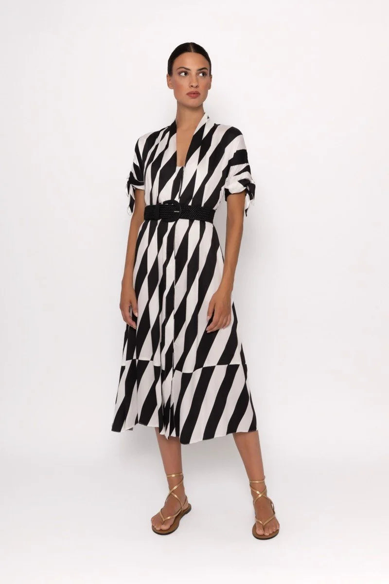 Whitney Black And White Stripe Dress