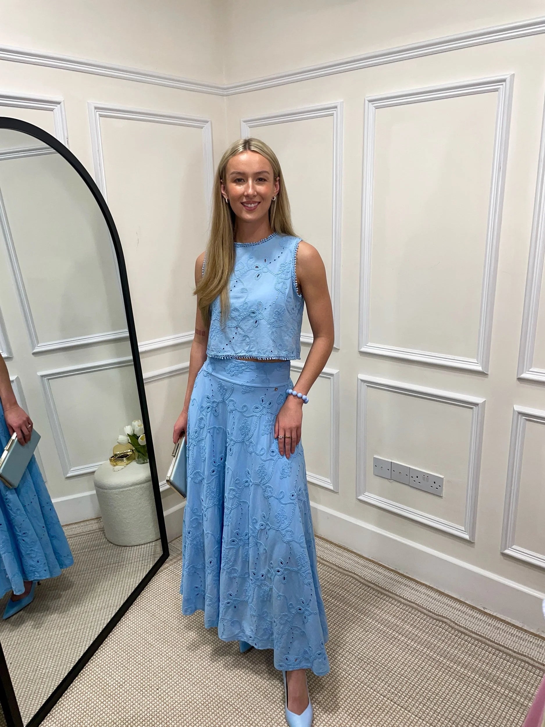 Dory Blue Embroidered Co-Ord