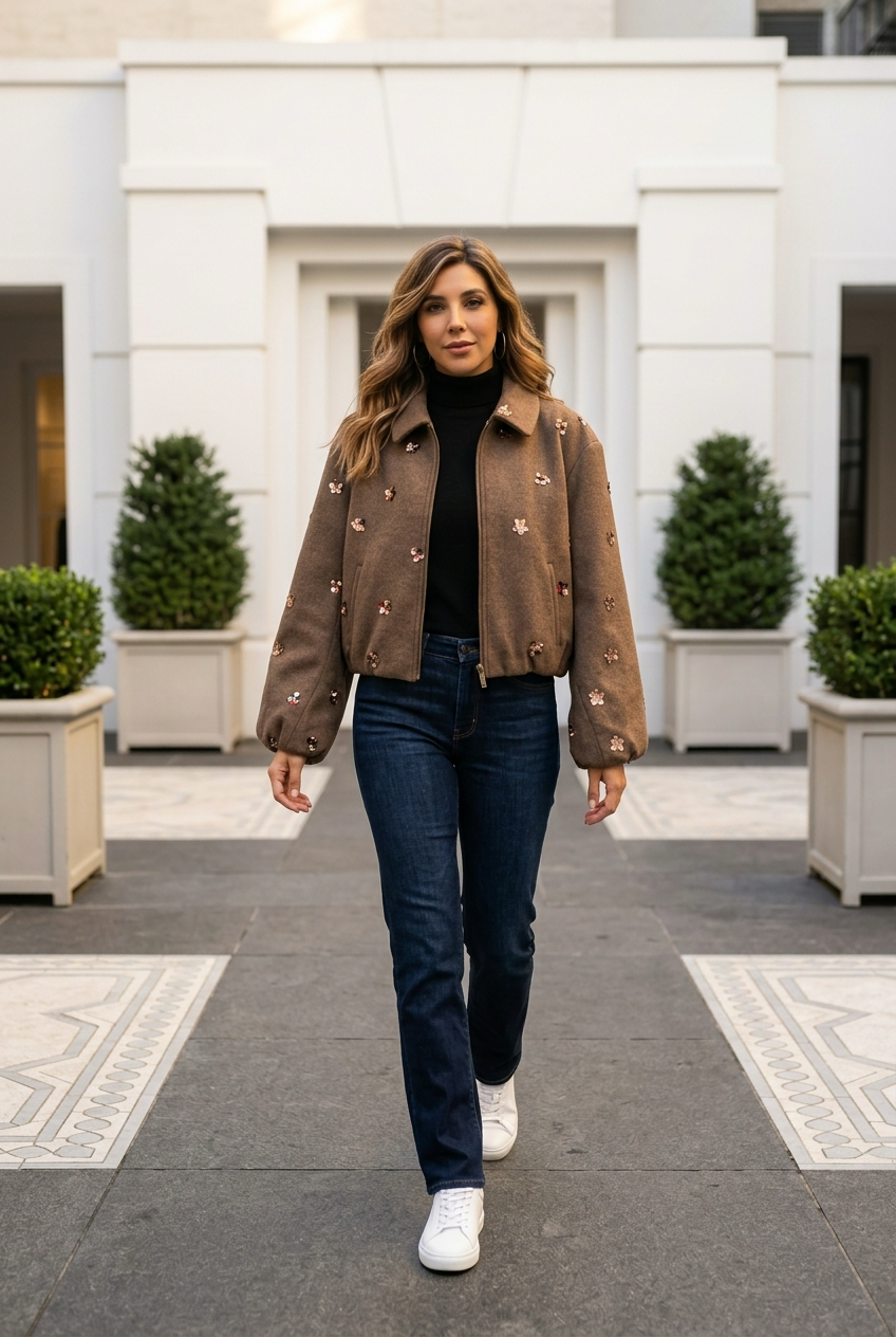 Lyra Coffee Sequin Jacket