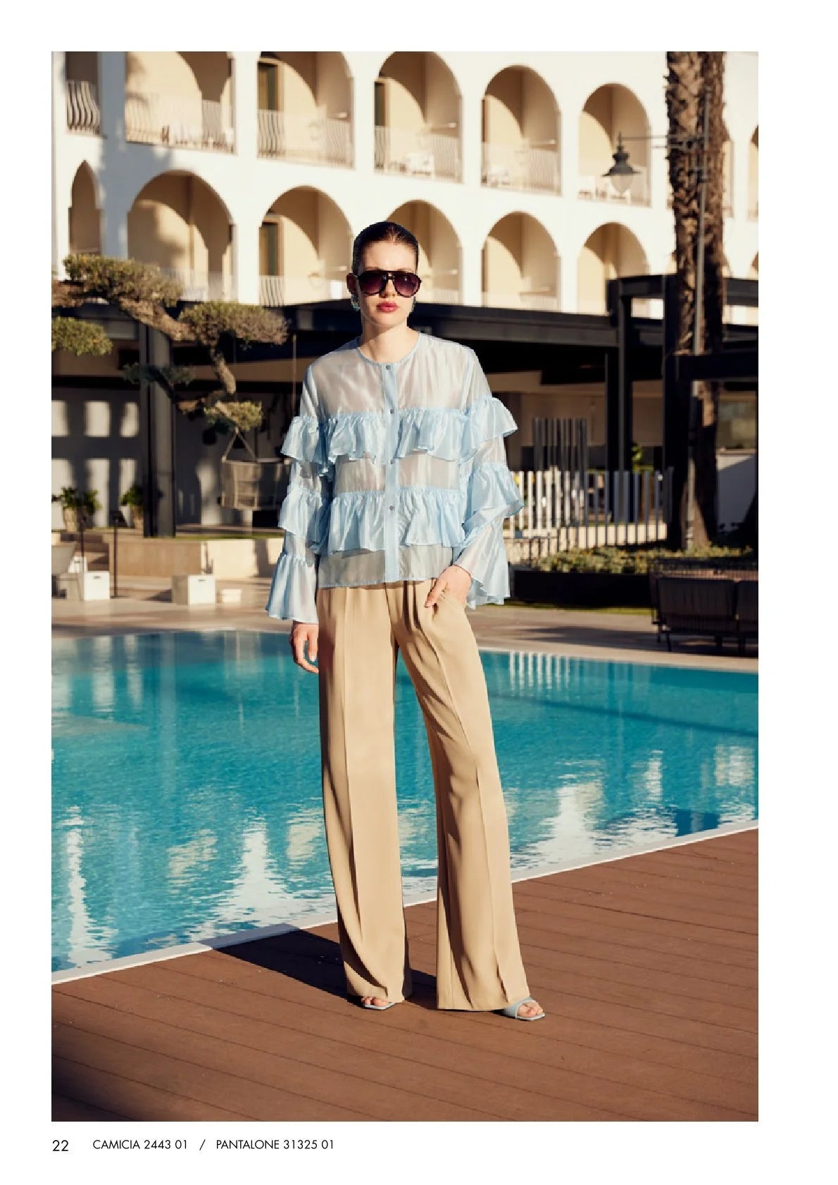 Ava Light Blue Ruffle Shirt