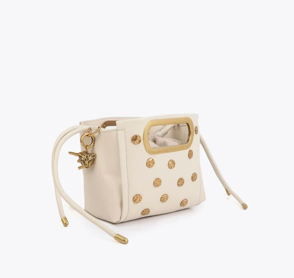 Ecru Studded Crossbody Bag