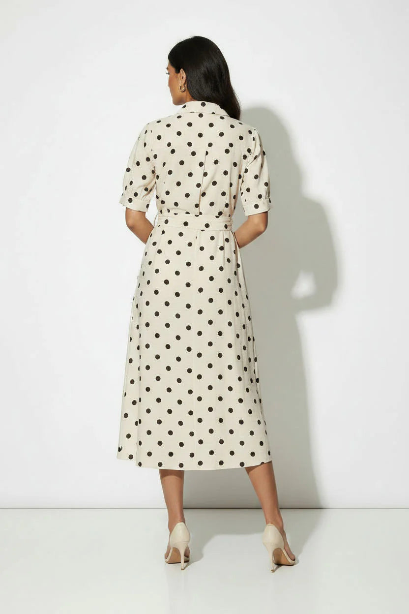 Samantha Cream / Brown Polka Dot Dress