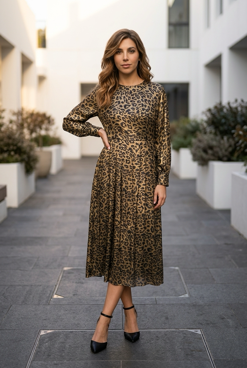 Kris Leopard Print Dress