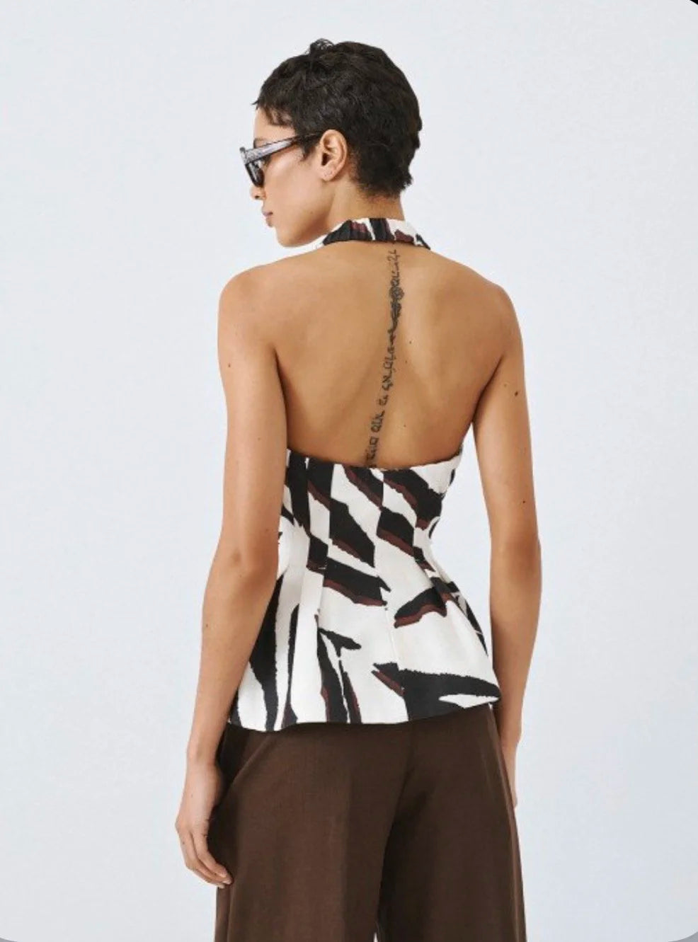 Zoey Printed Peplum Vest Top