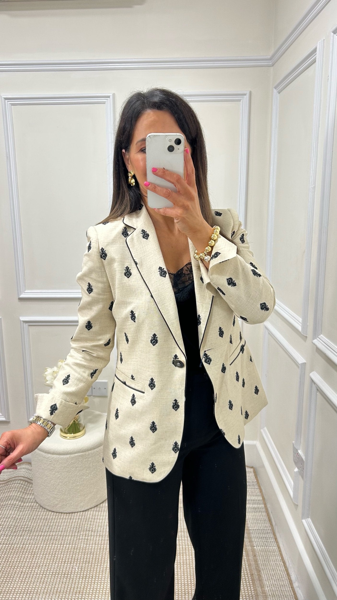 Almonte Linen Embroidered Blazer
