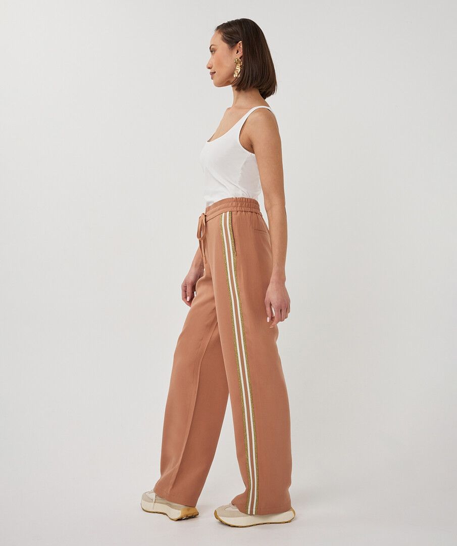 Misty Camel Stripe Trousers