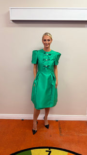 Divina Emerald Green Puff Sleeve Dress