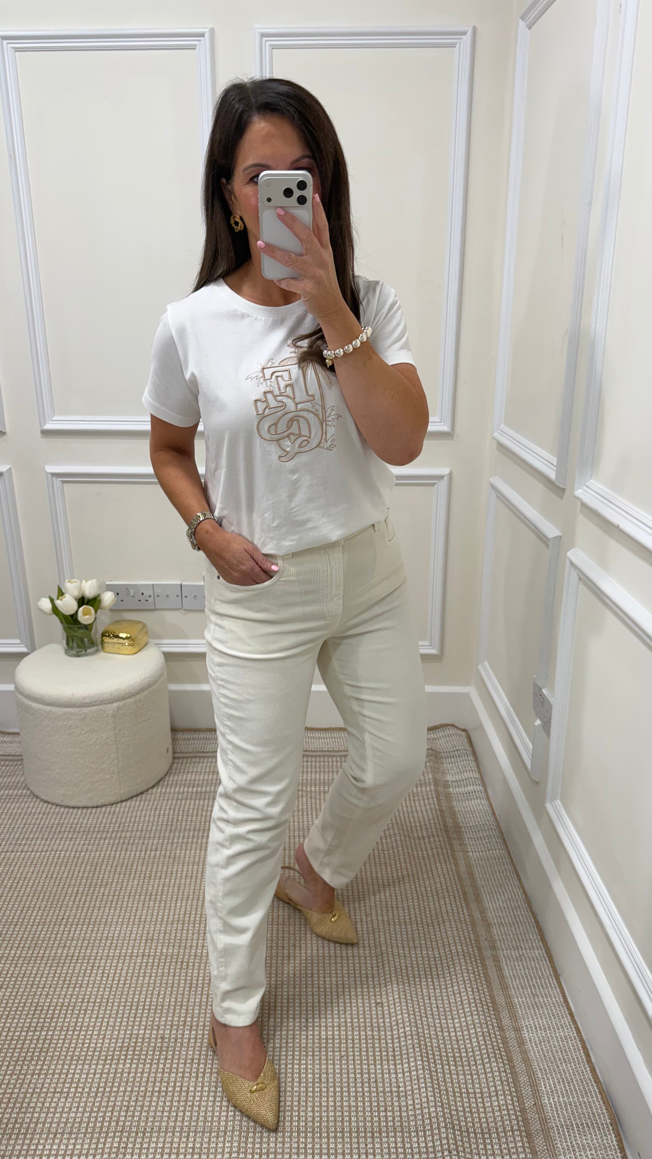 Vera Cream Corduroy Mom Trousers