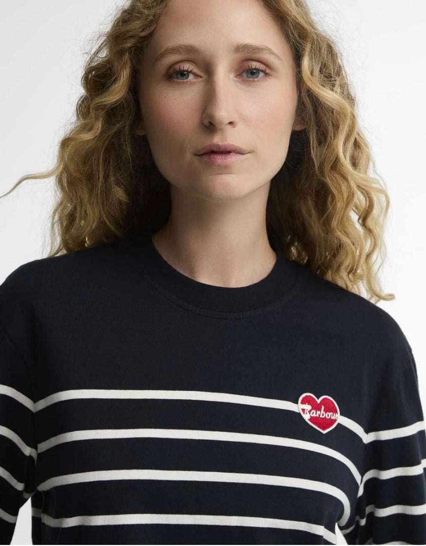 Barbour Navy Harling Striped Long-Sleeved Top