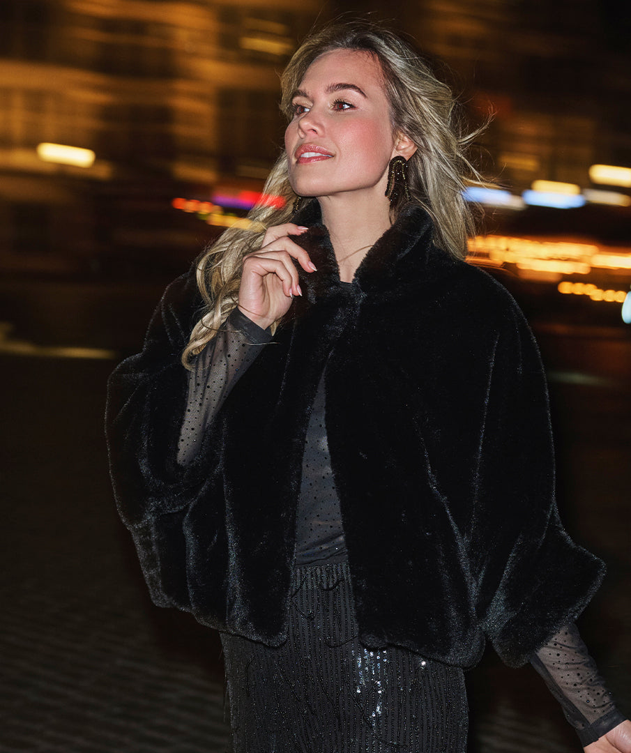 Arden Black Faux-Fur Jacket