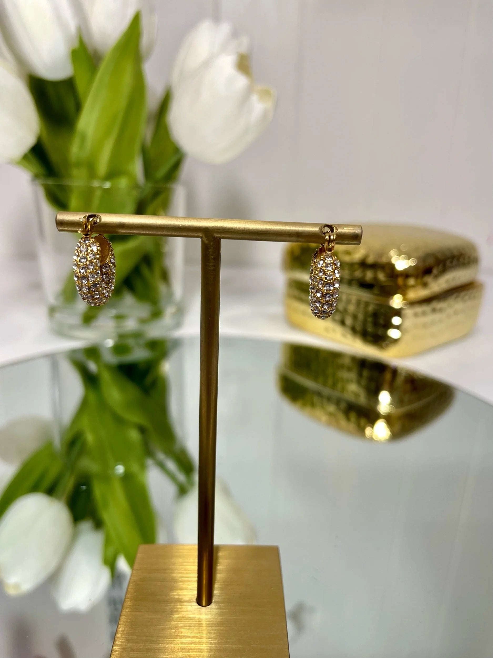 Rita Gold/Diamonte Hoop Earrings