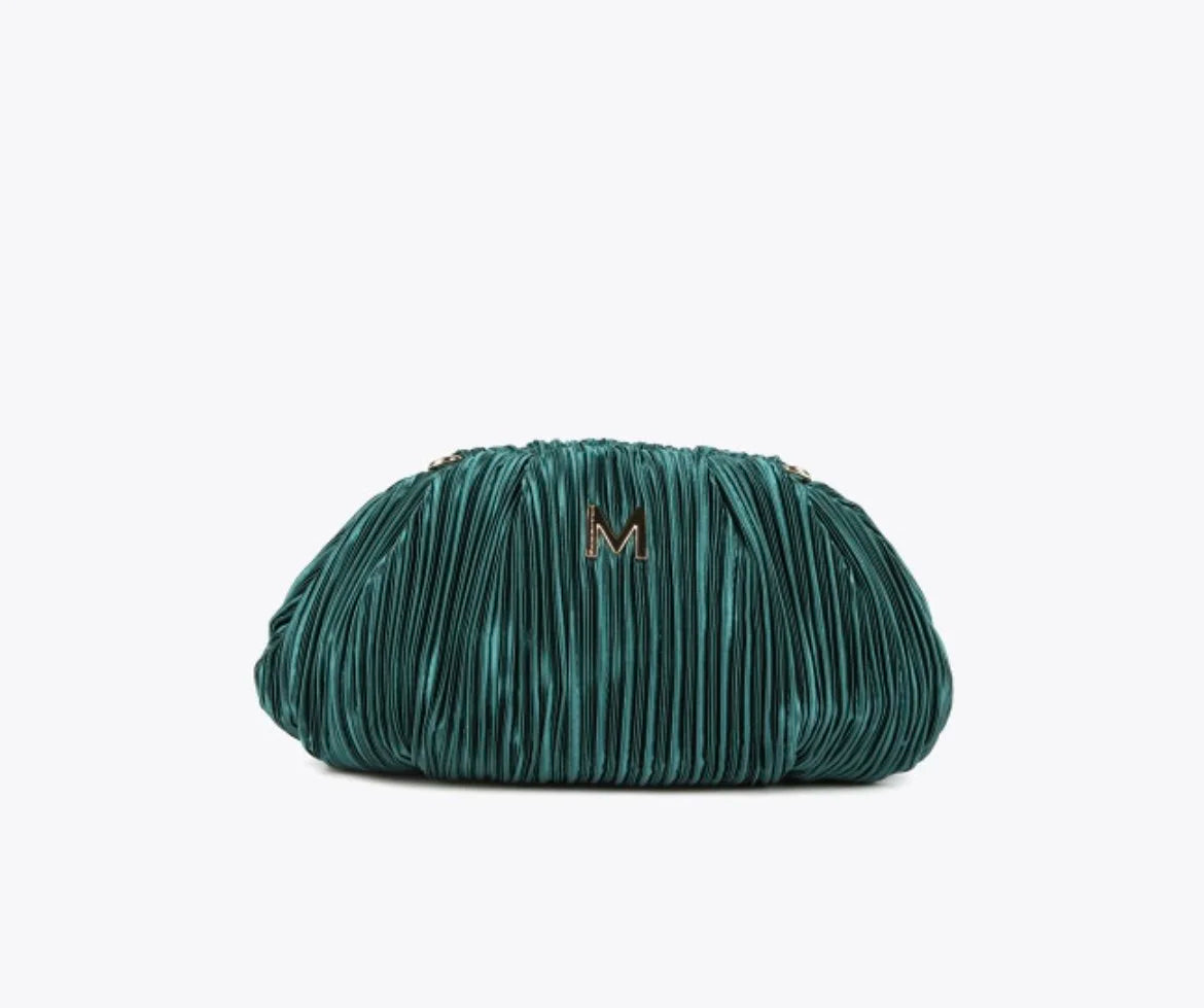 Minnie Pleated Satin Bag (Green)