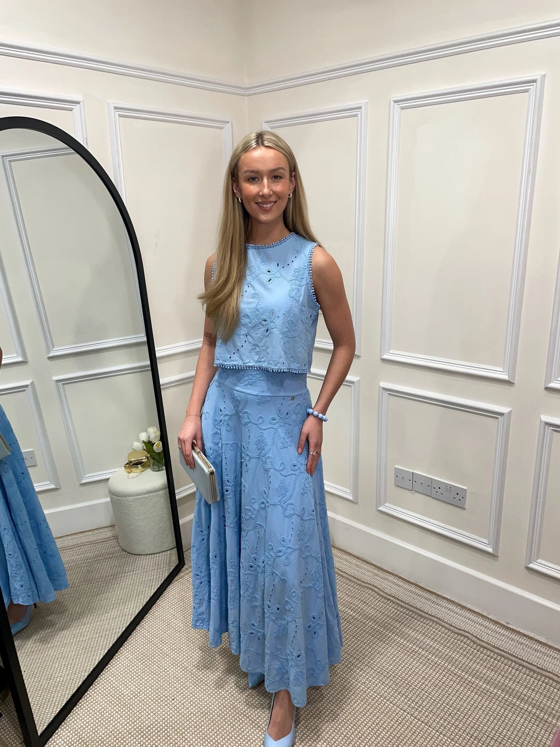 Dory Blue Embroidered Co-Ord
