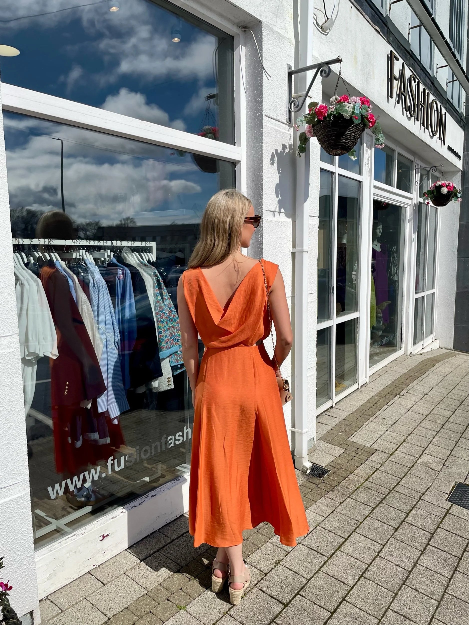 Katelyn Orange Linen Dress