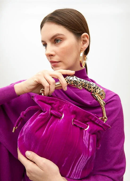 Cheetah Violet Velvet Bag