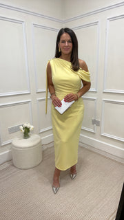 Eleni Lemon One Shoulder Dress