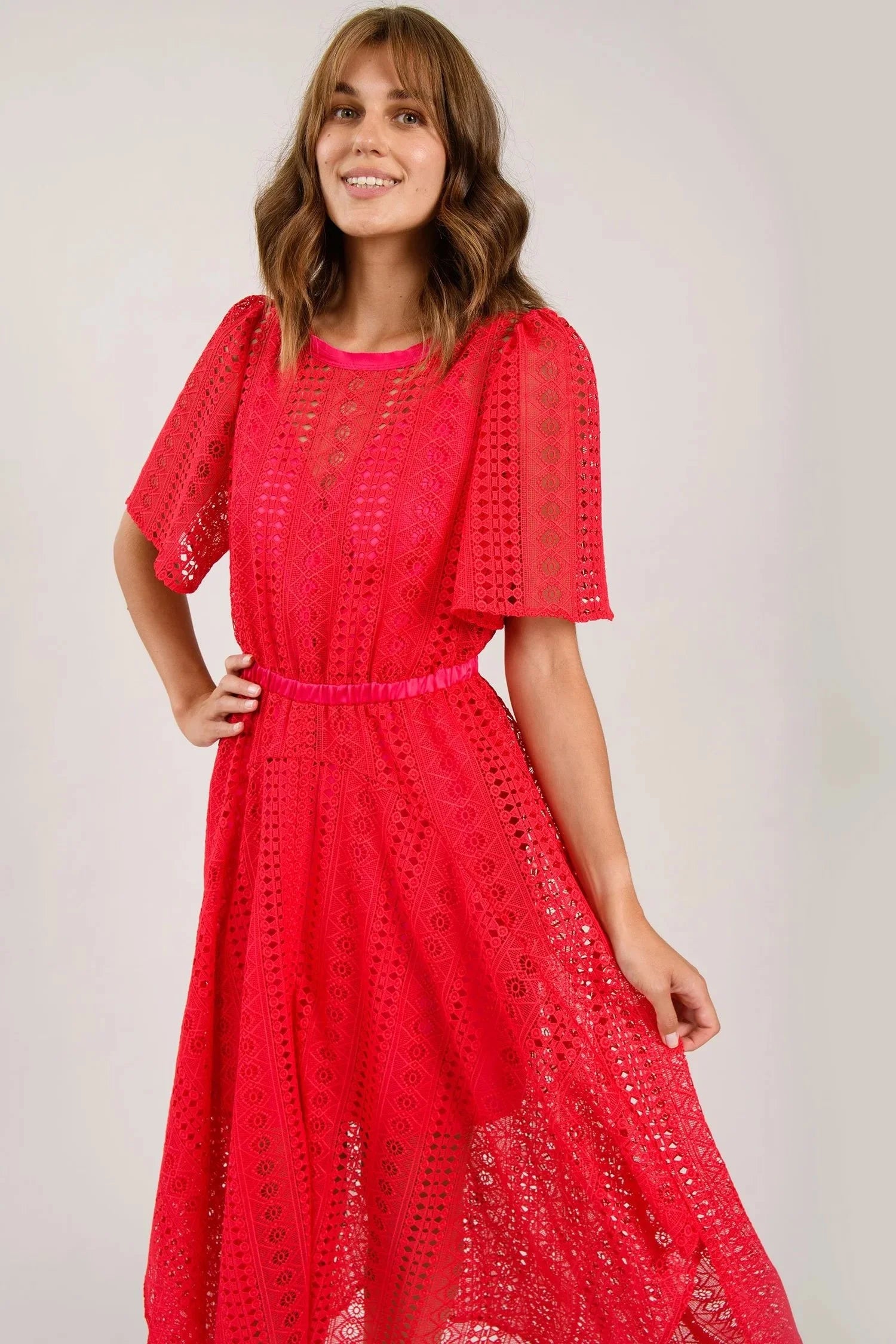 Nixie Raspberry Lace Dress – Fusion Fashion