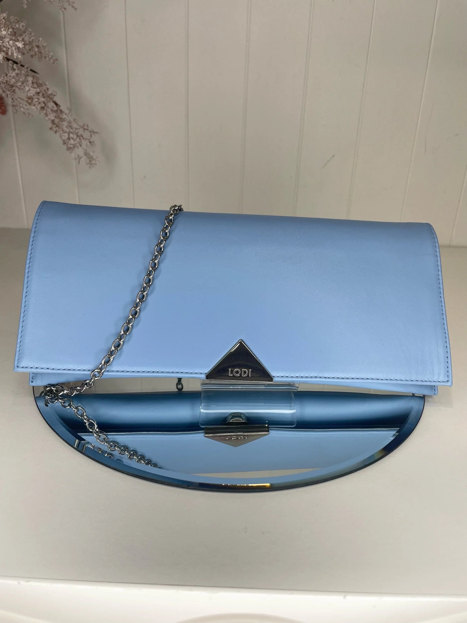 Lodi Blue Slim Envelope Clutch