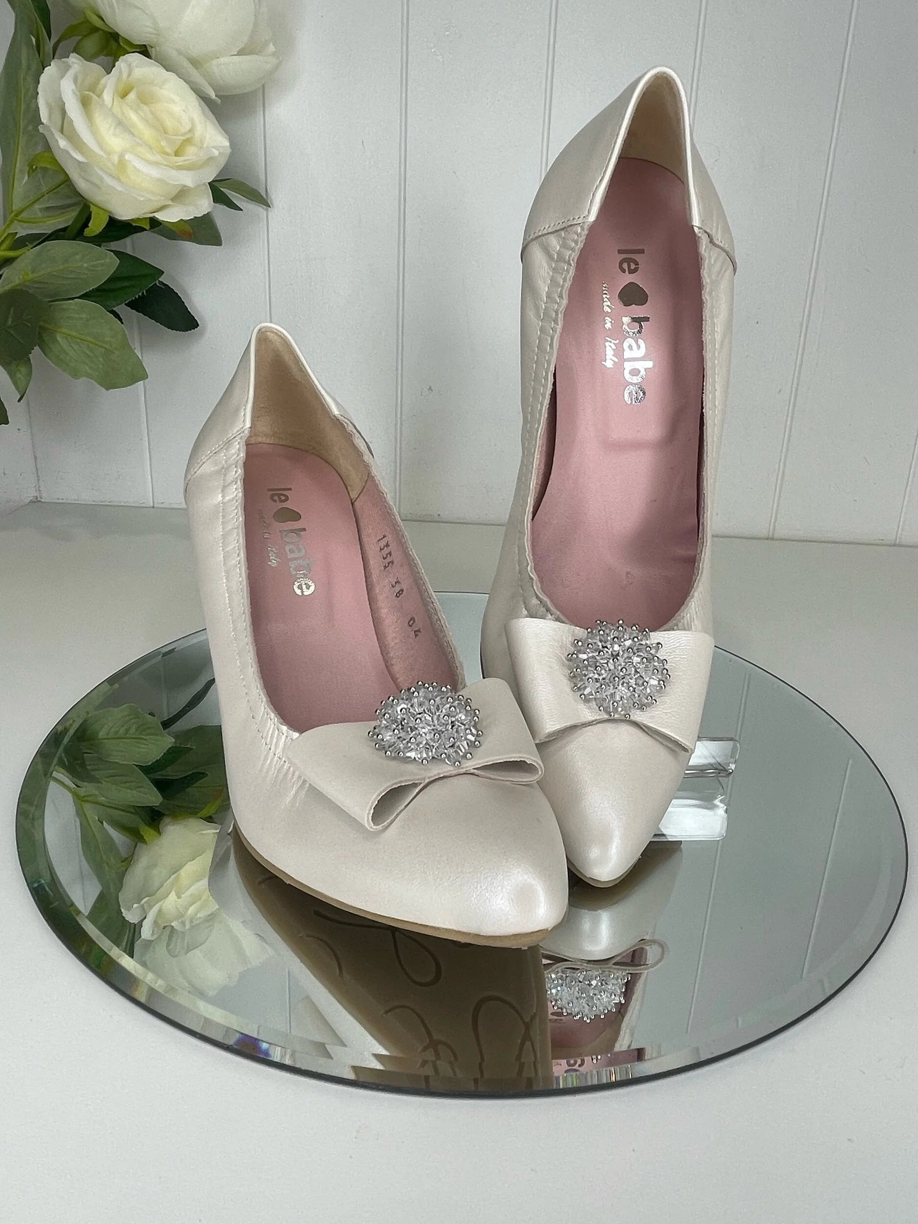 Le Babe Cream High Heel Court Shoe