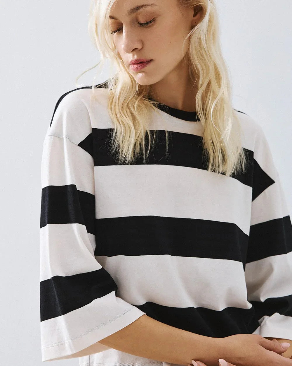 Elouise Black Cropped Stripe Top