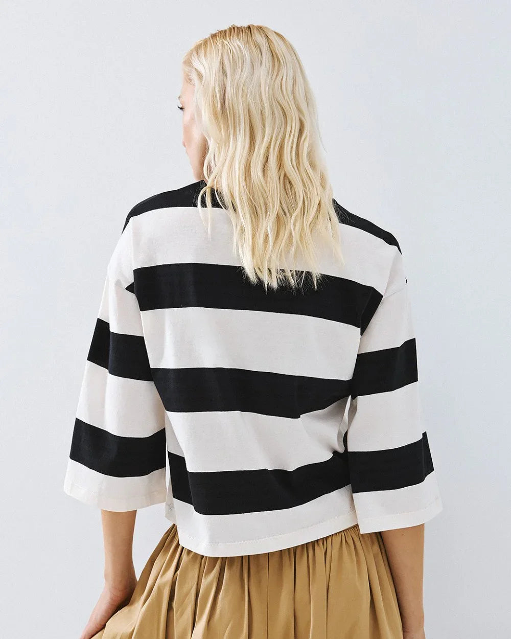 Elouise Black Cropped Stripe Top