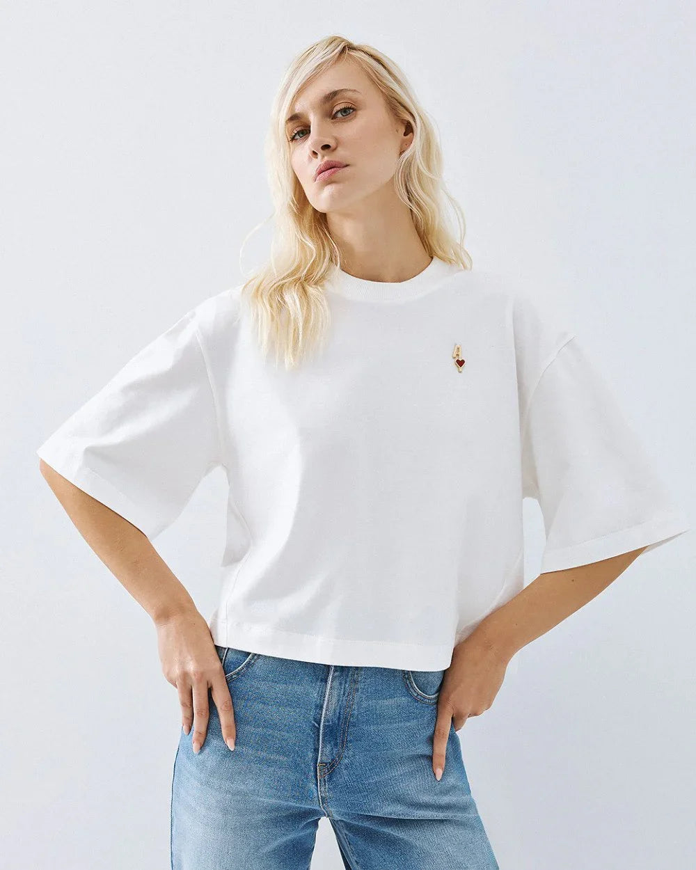 Lila White Cotton T-Shirt