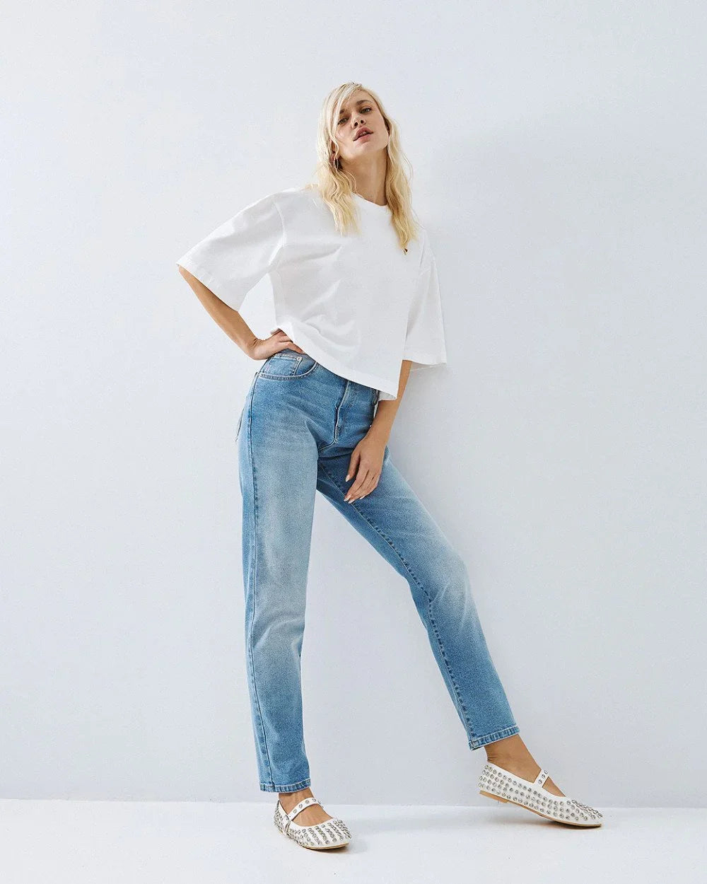 Lila White Cotton T-Shirt