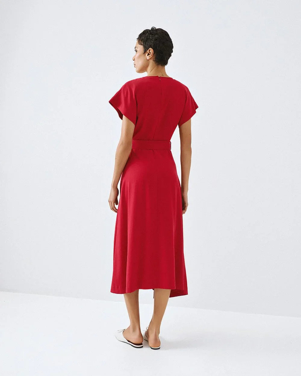 Ava Red Belted Dress