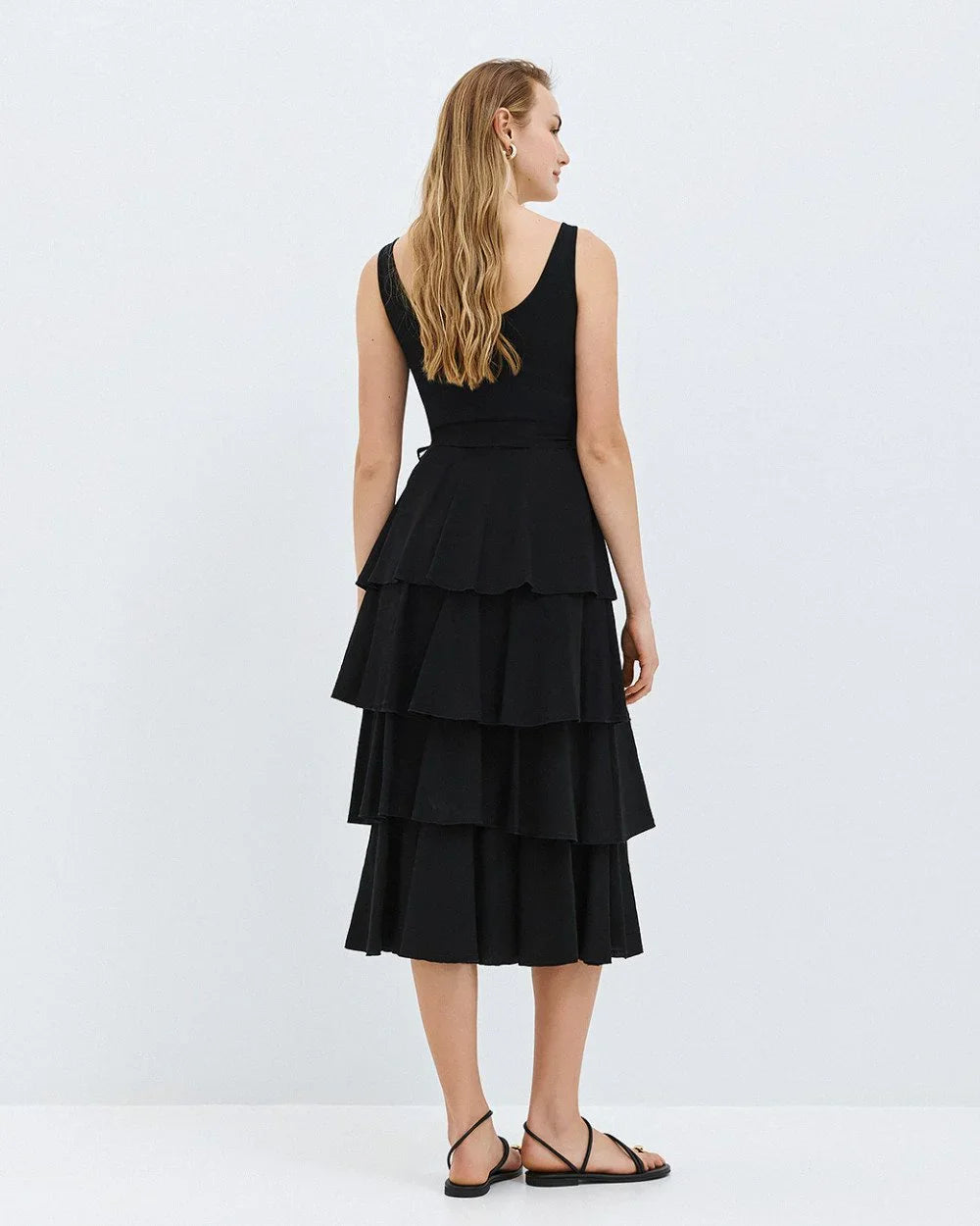 Ella Black Sleevless Ruffle Dress