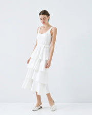 Ella White Sleevless Ruffle Dress